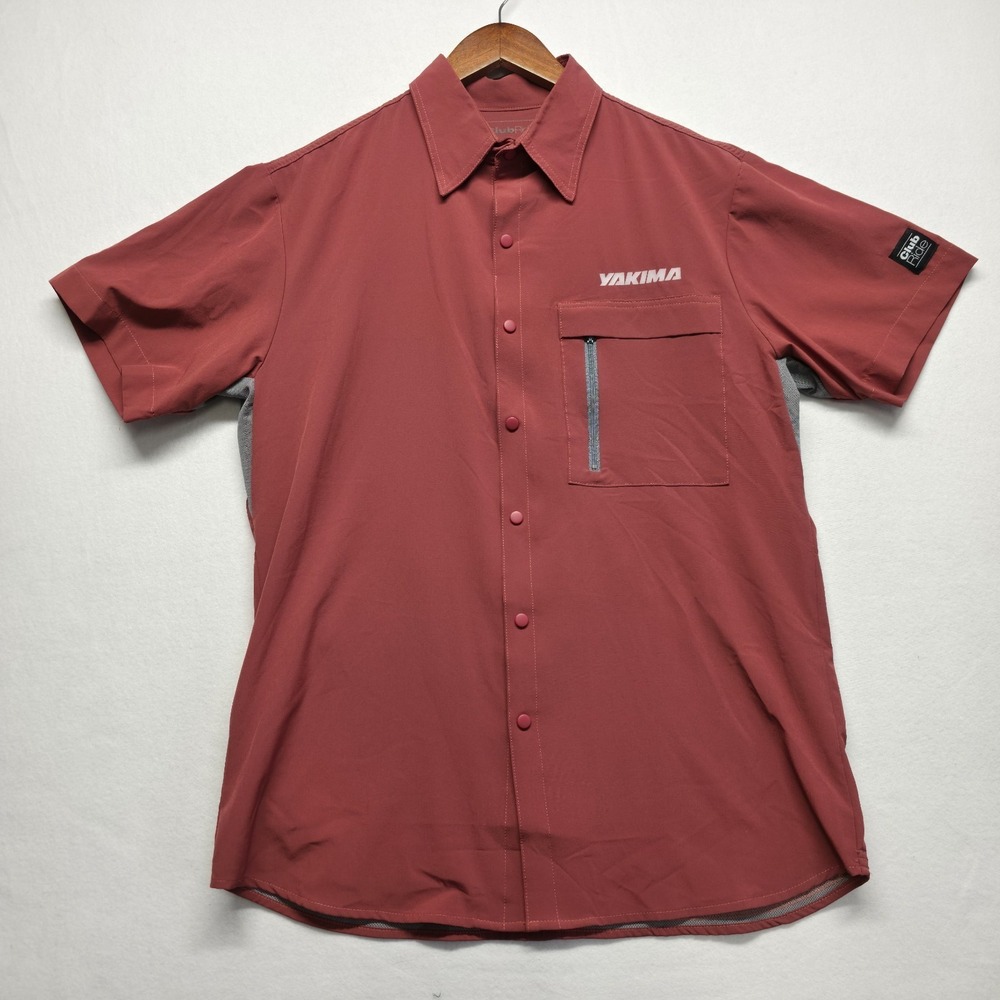 Club Ride Men's Vented Short Sleeve Zipper/Snap Shirt Size Large
